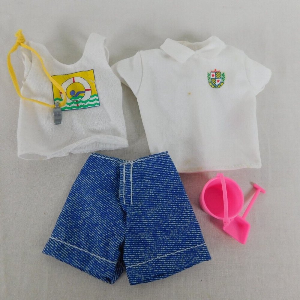Barbie Ken Go In Style White Preppy Polo Crest Blue Shorts Plus Tank Top FLAW